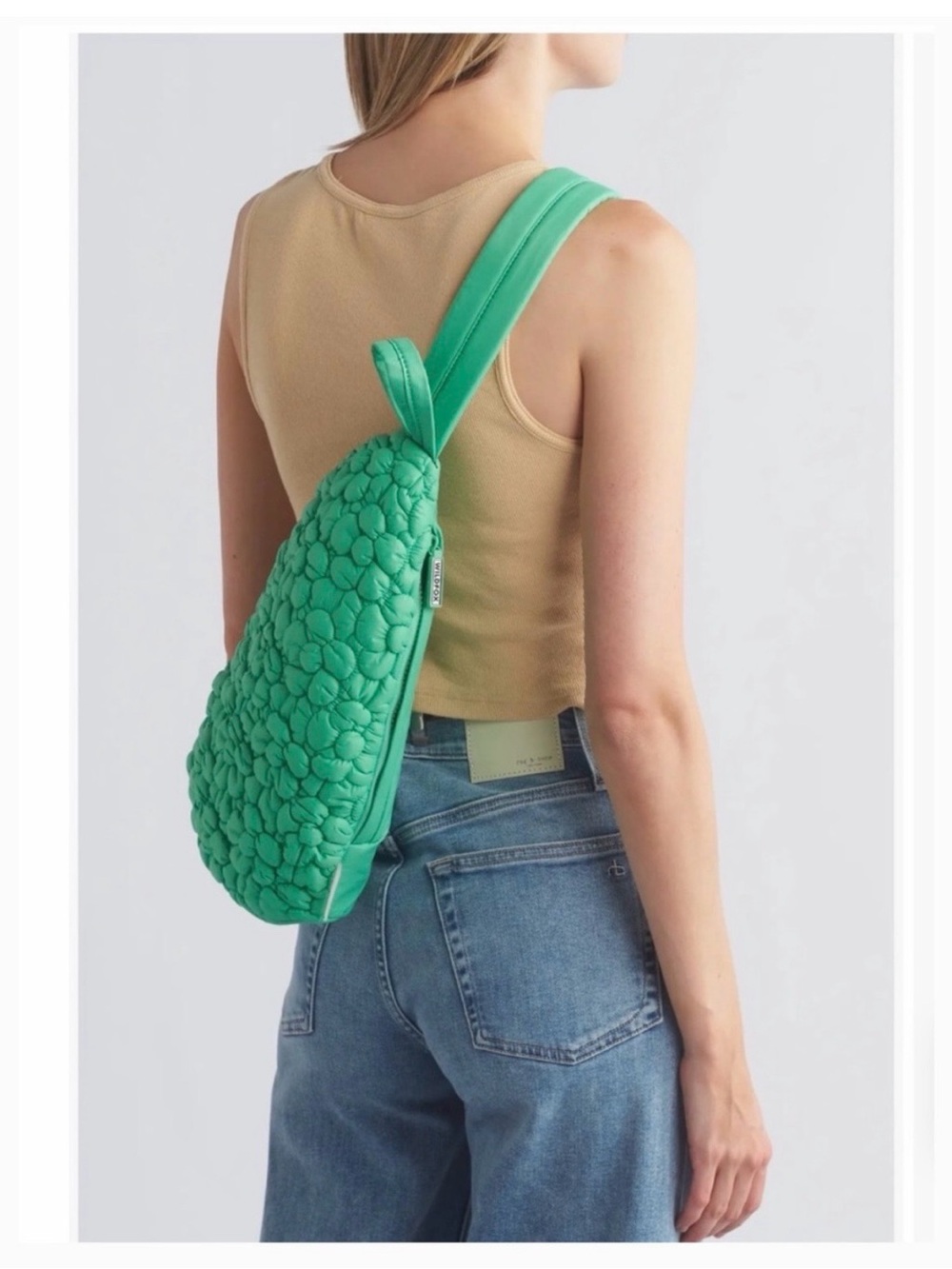 Wildfox Green Quilted Floral Sling Backpack double sided zipper!! MSRP $78